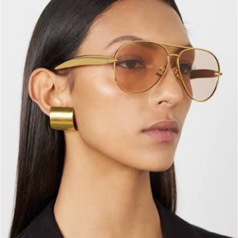 BOTTEGA VENETA STYLE Silver Gold Beige Grey Aviator Sunglasses SARDINES designer